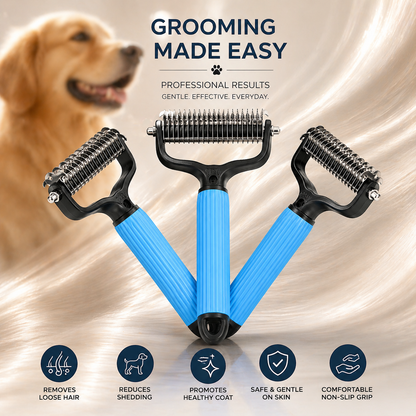 VeroGroom™ 2-in-1 Pet Undercoat Rake | Professional Double-Sided Dematting & Deshedding Tool for Dogs ✨🐕