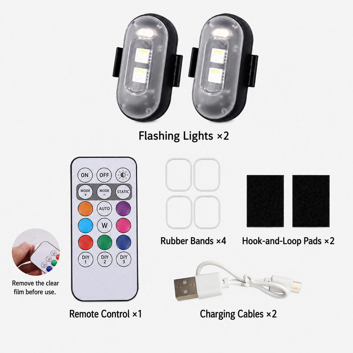 🔥LAST DAY 49% OFF🔥🚦RGB LED Strobe Light - Wireless Remote Control for Bikes & Cars🎛️