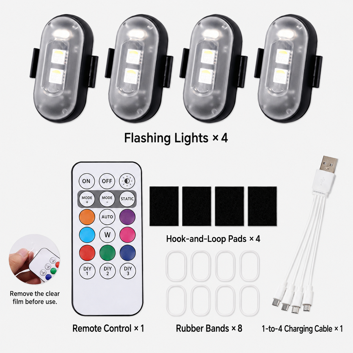 🔥LAST DAY 49% OFF🔥🚦RGB LED Strobe Light - Wireless Remote Control for Bikes & Cars🎛️