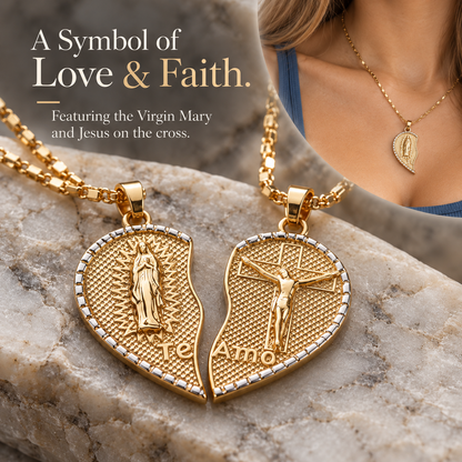 🔥 Limited Time Offer  2PC 18K  Split Heart Necklace Set✨ Split Heart Design, Gift-Ready for Two