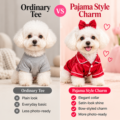 Satin-Look Dog & Cat Pajama Shirt | Cute Pet Outfit