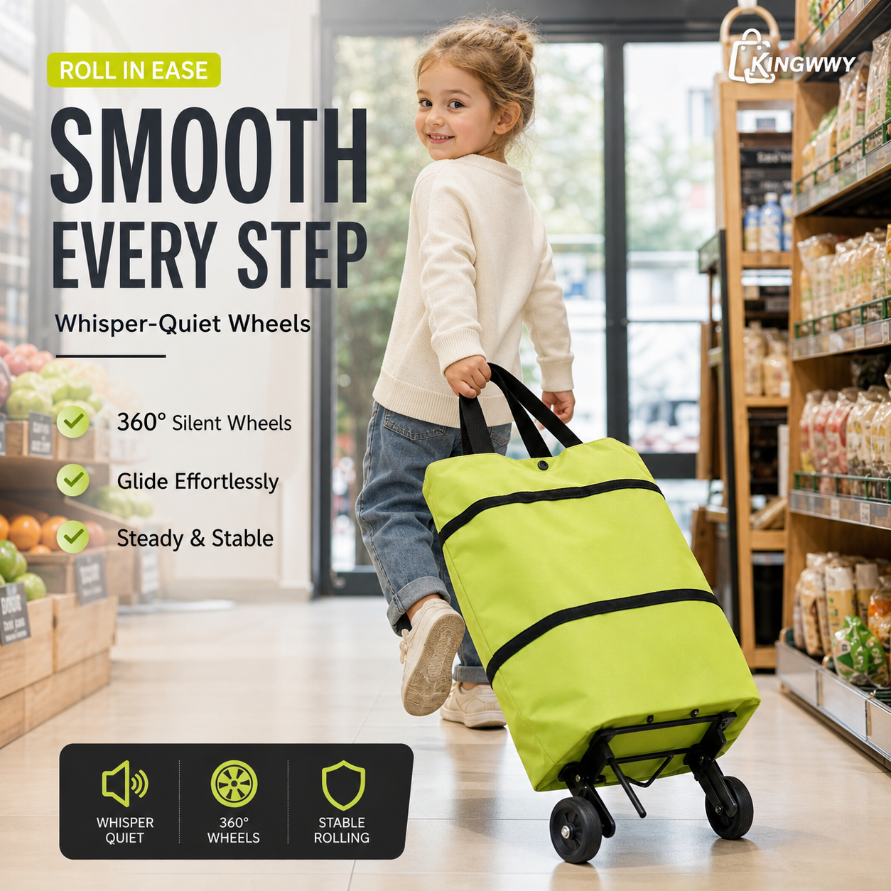 🛒 2-in-1 Foldable Shopping Cart | Shop, Carry & Roll with Ease