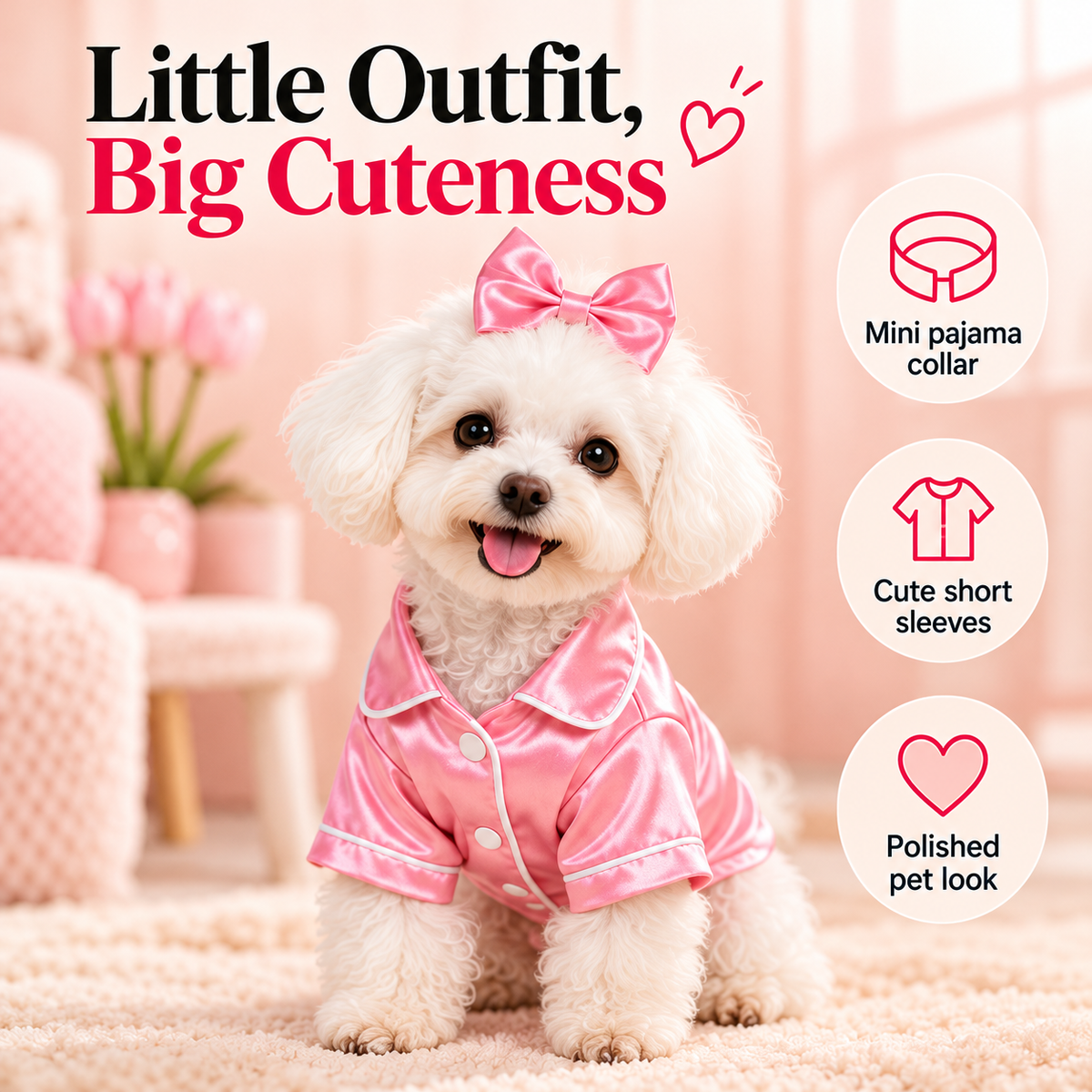 Satin-Look Dog & Cat Pajama Shirt | Cute Pet Outfit