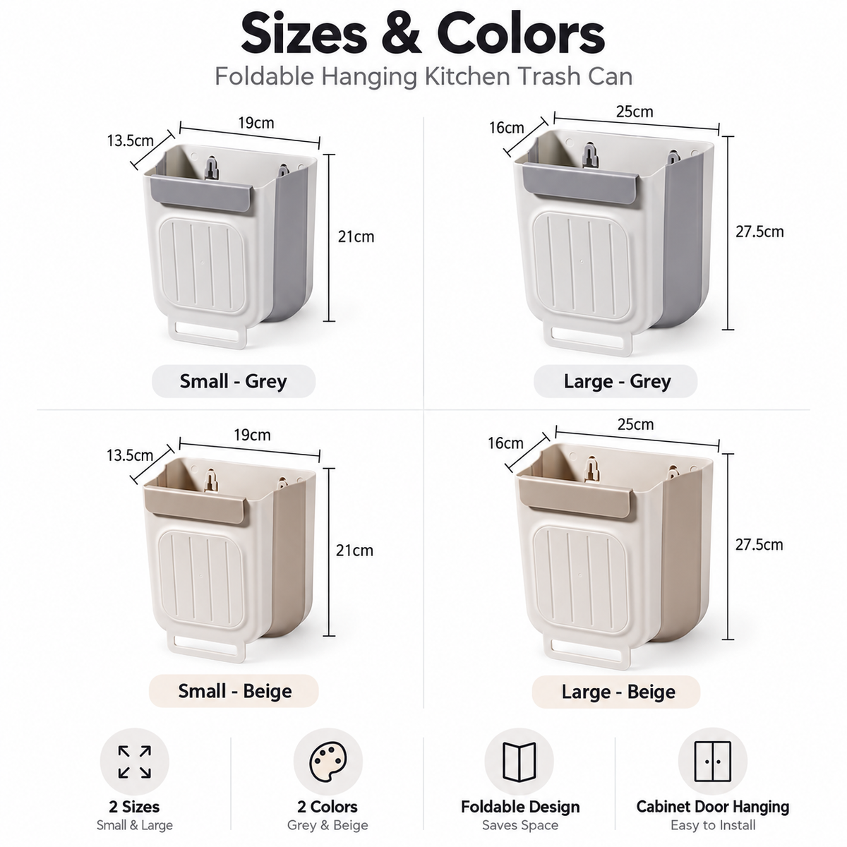 🔥 Limited-Time 49% OFF 🗑️Foldable Hanging Kitchen Trash Can | No-Bend, Space-Saving Cabinet Bin🥕