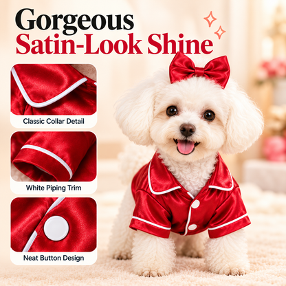 Satin-Look Dog & Cat Pajama Shirt | Cute Pet Outfit