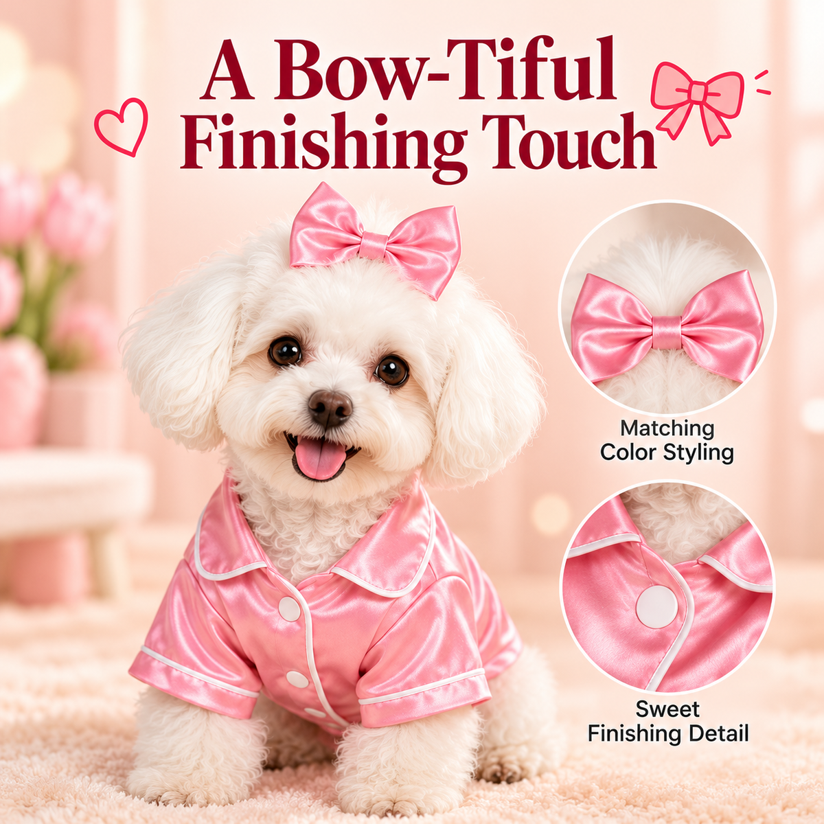 Satin-Look Dog & Cat Pajama Shirt | Cute Pet Outfit