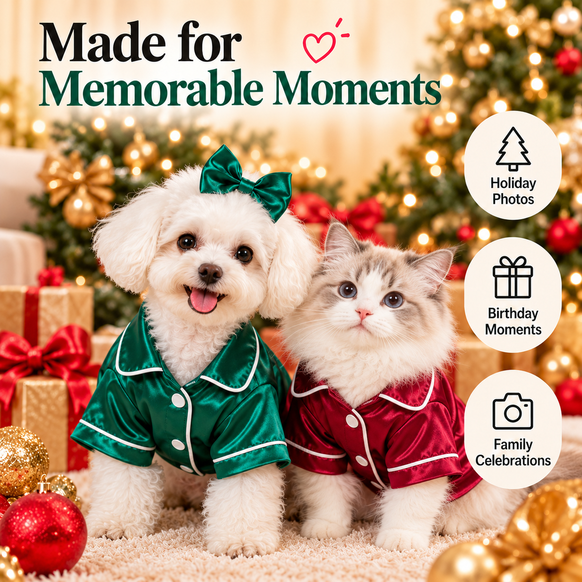 Satin-Look Dog & Cat Pajama Shirt | Cute Pet Outfit