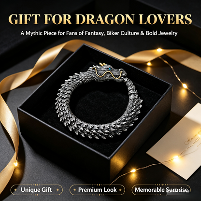 🐉Vintage Antique Silver Dragon Scale Bracelet, Flexible Movable Dragon Chain Bangle🐉