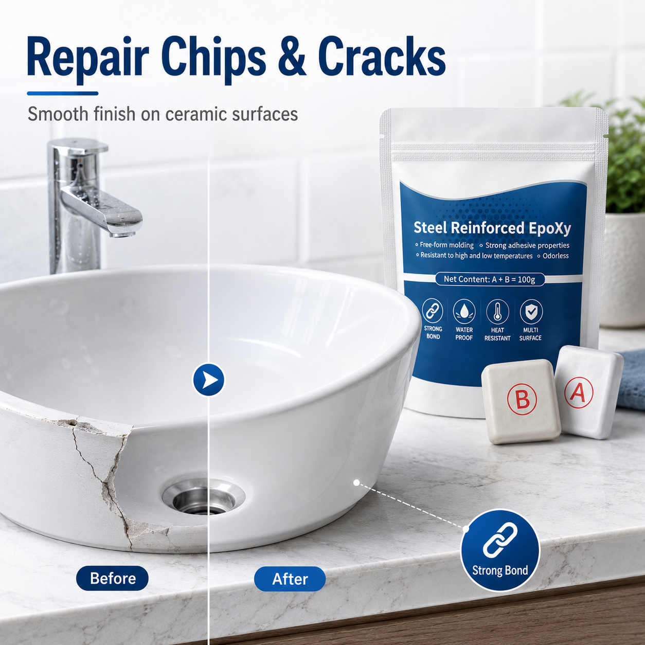 Two-Part Epoxy Putty 🔧 Fix Cracks & Leaks Fast — Strong Waterproof Repair Putty 💧✨