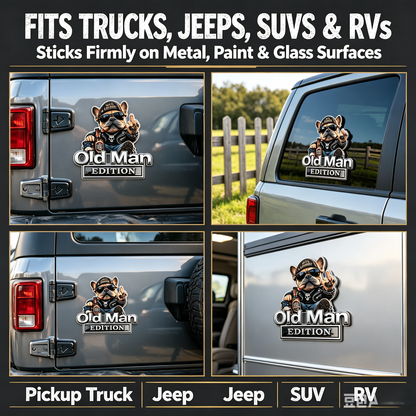 🚗Funny Old Man Edition 3D Metal Car Emblem, 3D Retro Cowboy Truck SUV Sticker Decal, Gift For Dads Bikers Truck Owners🐶