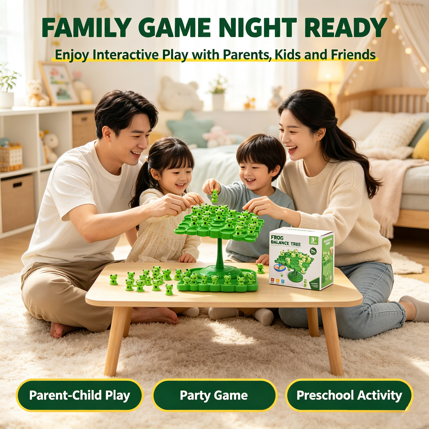 🐸Frog Balance Tree Game, Kids Educational Balance Toy, Multiplayer Family Desktop Interactive Board Game🎲