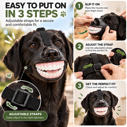 🤣 Give Your Dog a Hilarious New Smile! 🐶 Funny Dog Muzzle with Teeth – Adjustable Costume Mask