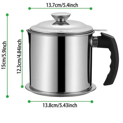 🔥Limited Time-49% OFF🔥 1 Count Modern Kitchen Oil Dispenser with Tray & Lid,Stainless Steel Oil Pot with Filter,Bacon Grease Container, Cooking Oil Can, Kitchenware, Utensils, Kitchen Gadgets