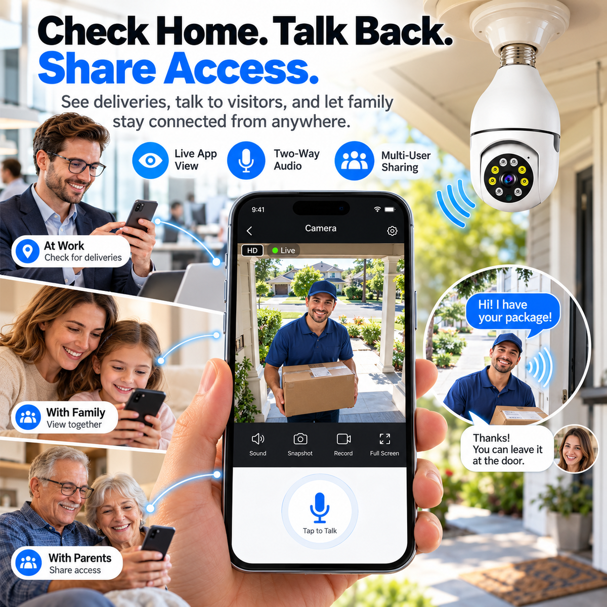 🔥 Limited-Time 50% OFF | Light Bulb Security Camera – Easy Screw-In Installation, 360° Pan & Tilt, Night Vision, Motion Alerts & Two-Way Audio