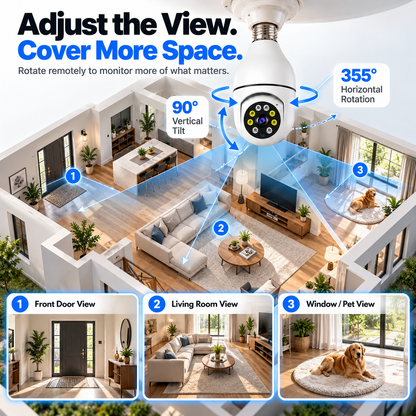 🔥 Limited-Time 50% OFF | Light Bulb Security Camera – Easy Screw-In Installation, 360° Pan & Tilt, Night Vision, Motion Alerts & Two-Way Audio
