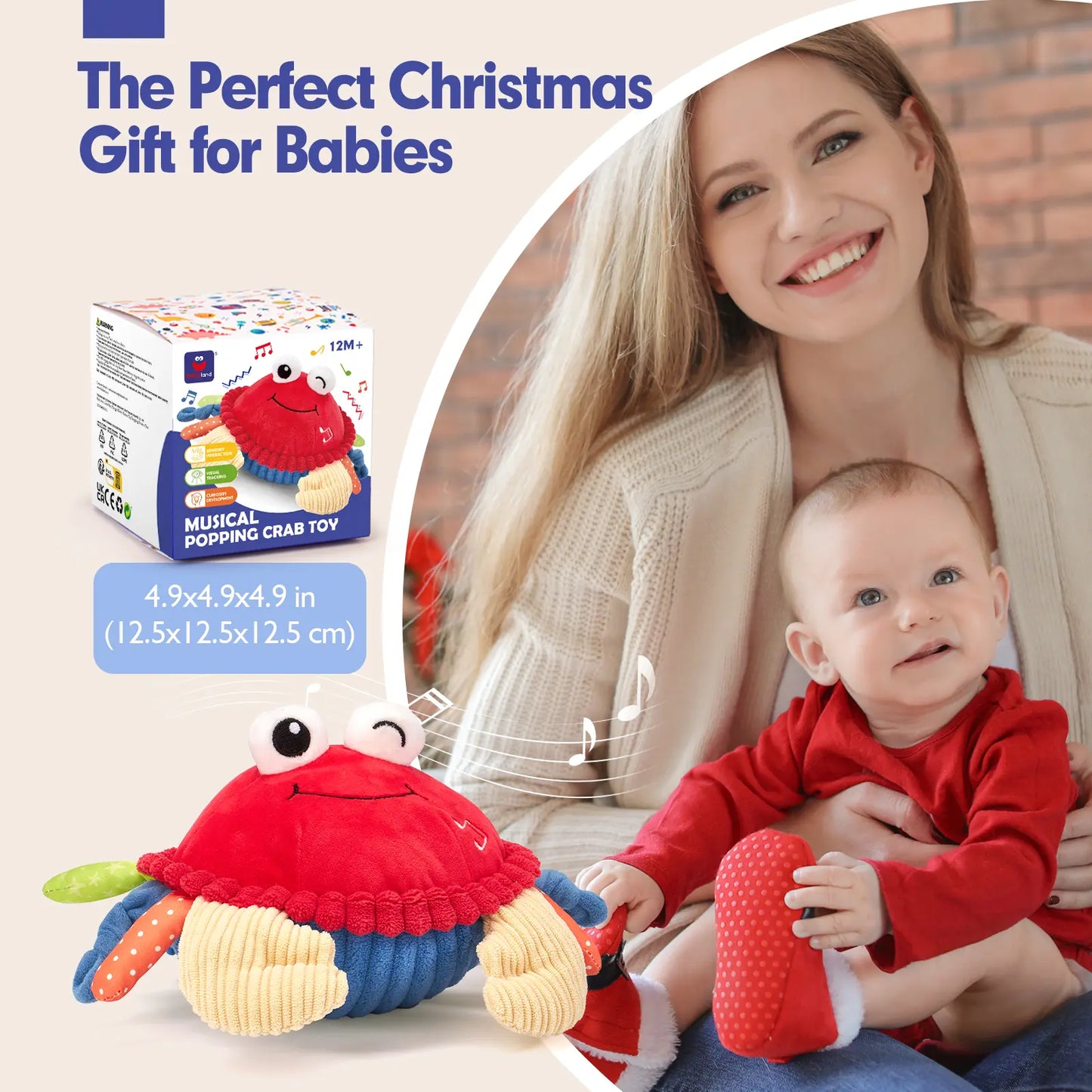 🦀Musical Interactive Bouncing Crab Plush Toy - 48 Songs & Recording Feature, Dancing Walking Moving Bouncing🥰