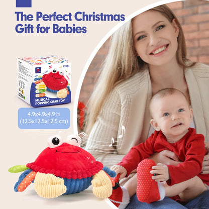 🦀Musical Interactive Bouncing Crab Plush Toy - 48 Songs & Recording Feature, Dancing Walking Moving Bouncing🥰