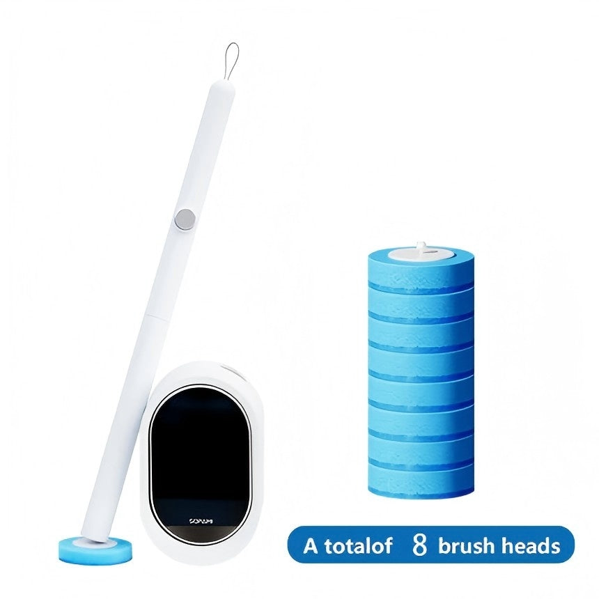 Disposable Toilet Brush Kit - 8/32 Refill Heads & Holder, Rotating No-Touch Deep Cleaner