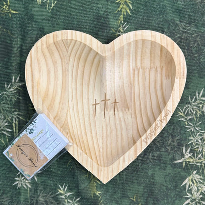 Faith & Grace Heart-Shaped Prayer Bowl Set – Hand-Engraved Vintage Religious Gift for Mother's Day & Easter Sunday 🎁❤️