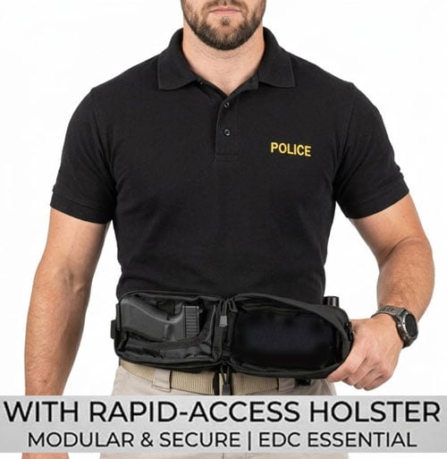 Multifunctional Concealed Carry Hip Bag with Rapid-Access Holster