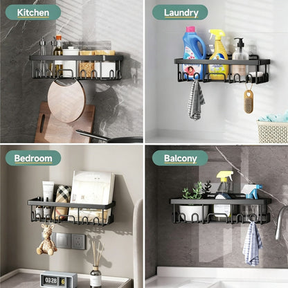 🔥Limited-Time 49% OFF 🗄️ 3/6-Piece Rustproof Shower Caddy Set | Drill-Free Wall Storage