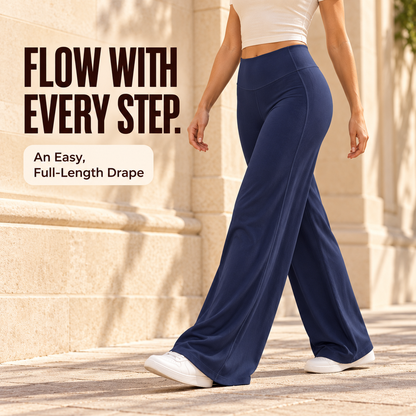 Leopard Print High Waist Wide Leg Pants · Stretchy Casual Trousers