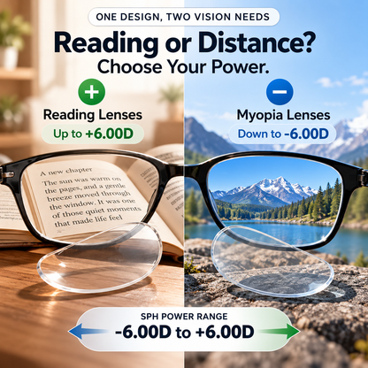 👓 Keep Your Favorite Glasses | Liquid Silicone Stick-On Lenses for Reading & Myopia (-6.00D to +6.00D)