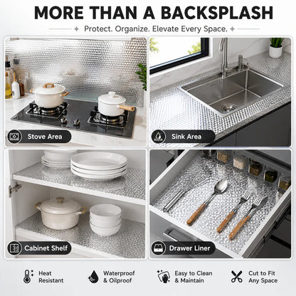 🔥Self-adhesive aluminum foil kitchen splash-proof wallpaper, designed for keeping kitchens and various walls clean