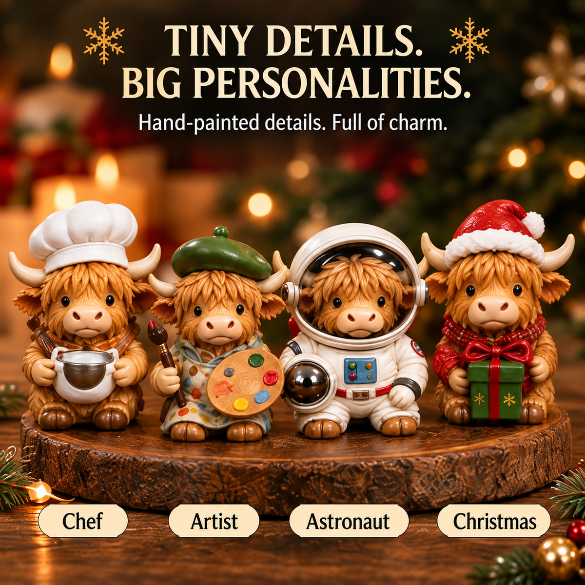 ⏳ Last Day 49% OFF –🐮24-Day Highland Cow Advent Calendar, Christmas Countdown Gift Box with Collectible