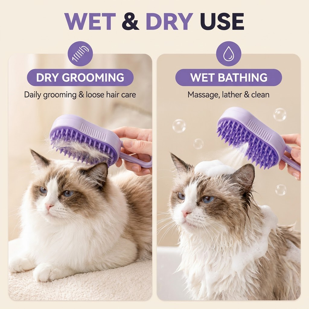 3-in-1 Spray Bath Brush for Cats & Dogs – Groom