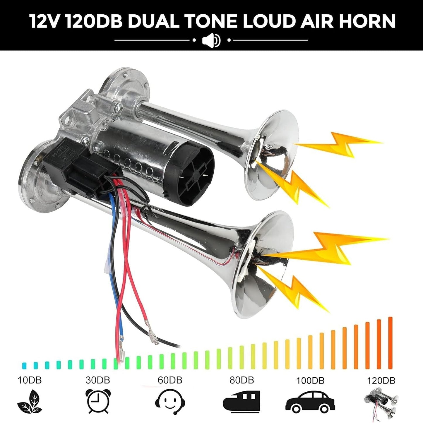 📢 150dB Super Loud Train Horn Kit | Universal 12V Dual Air Horn For Trucks & Cars