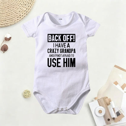 🔥Hot Sale 49% off🌟👶 "Back Off! I Have a Crazy Grandpa" Cute Cotton Baby Bodysuit(💥Buy 3 Get 1 Free 🛒Free Shipping)