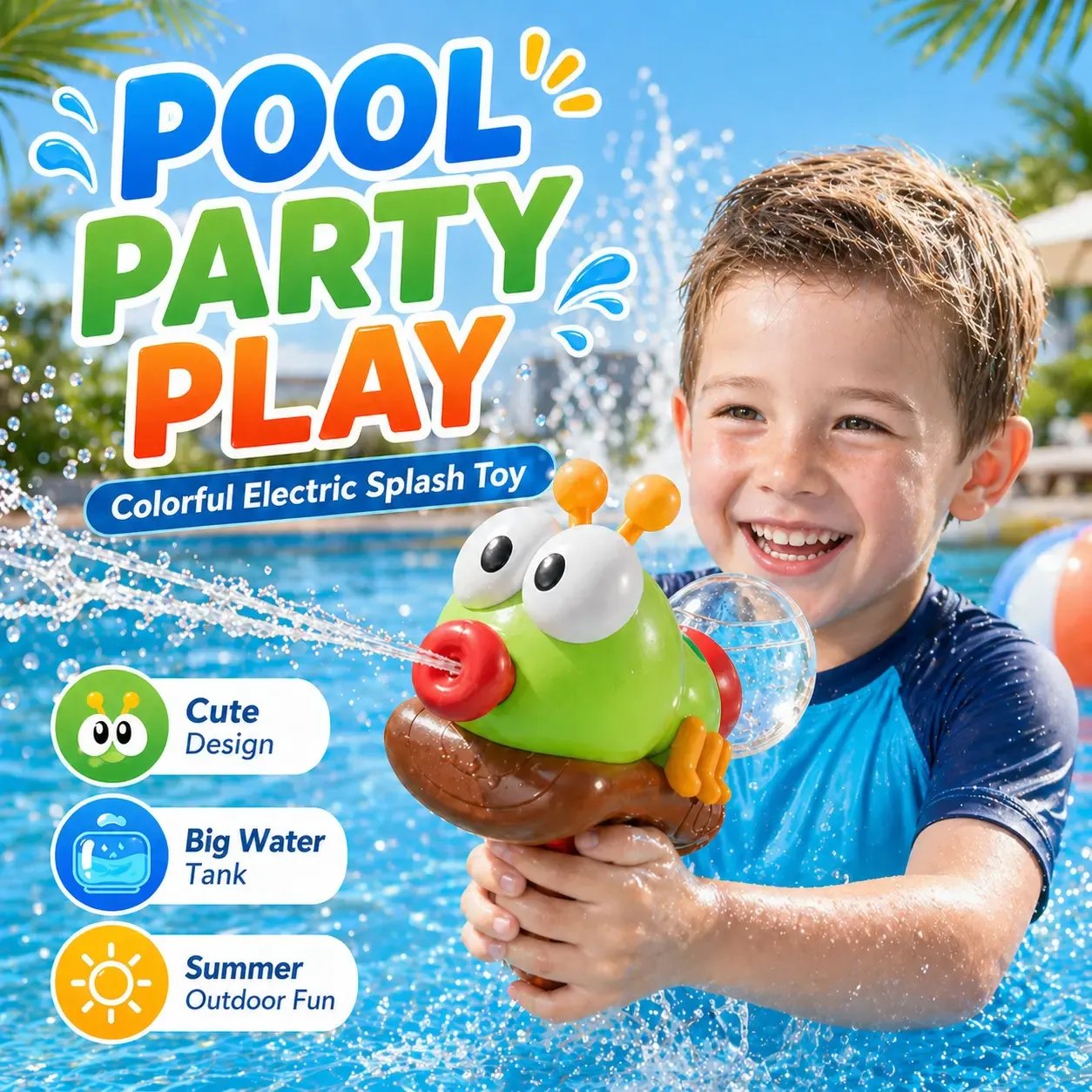 🔫Electric Water Blaster Toy for Kids 💦 – One-Touch Electric Water Gun with Cute Animal Design for Summer Pool & Beach Fun