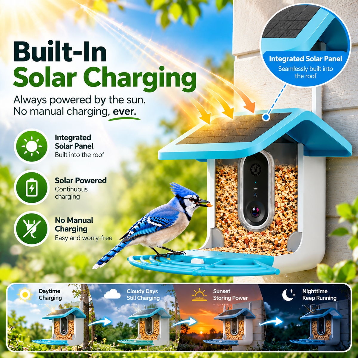 🔥Limited Time 50% OFF🦜Smart Bird Feeder - AI Bird Recognition, High-Definition Camera Monitor, Solar-Powered Pet Feeder