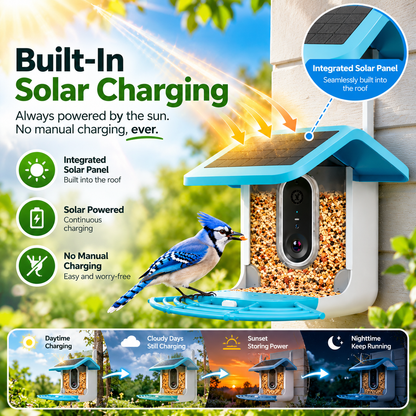 🔥Limited Time 50% OFF🦜Smart Bird Feeder - AI Bird Recognition, High-Definition Camera Monitor, Solar-Powered Pet Feeder