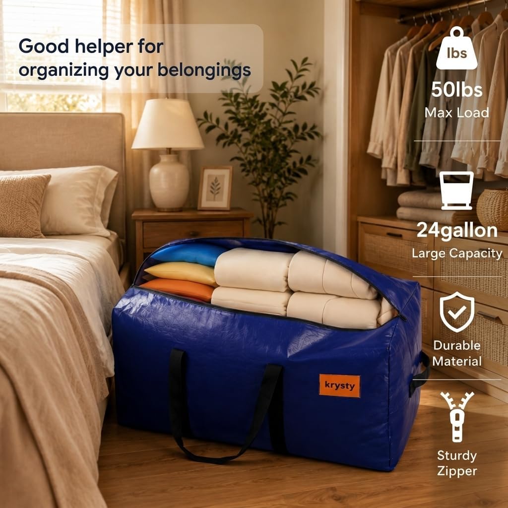 🧳 Heavy-duty, extra-large blue foldable zippered storage bag