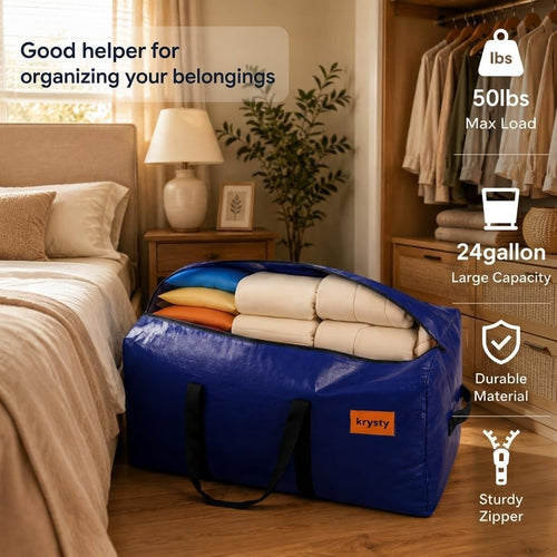 🧳 Heavy-duty, extra-large blue foldable zippered storage bag