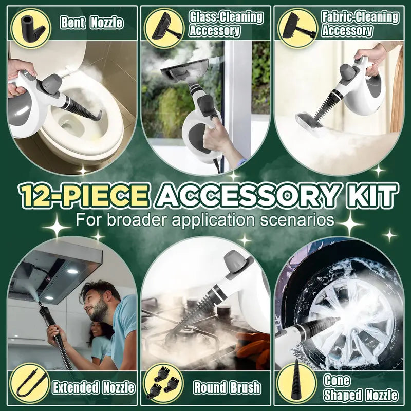 Handheld Steam Cleaner with 12 Accessories | Home & Car