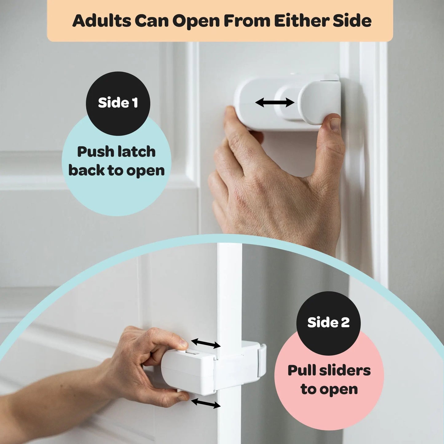 The Snap-On Door Lock Kids Can't Reach or Defeat - No Tools or Adhesives Required