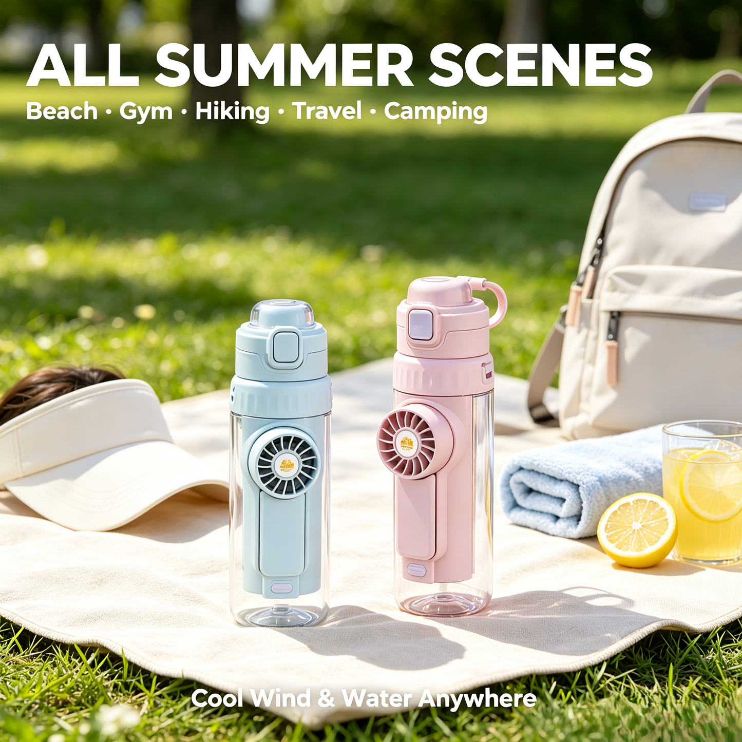 💦Summer Hot Sale-50% OFF🔥2 in 1 Portable Detachable Fan Water Bottle🥤