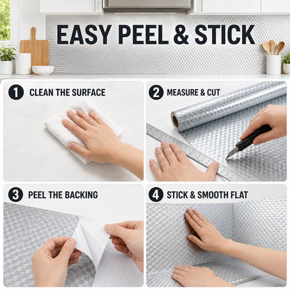 🔥Self-adhesive aluminum foil kitchen splash-proof wallpaper, designed for keeping kitchens and various walls clean