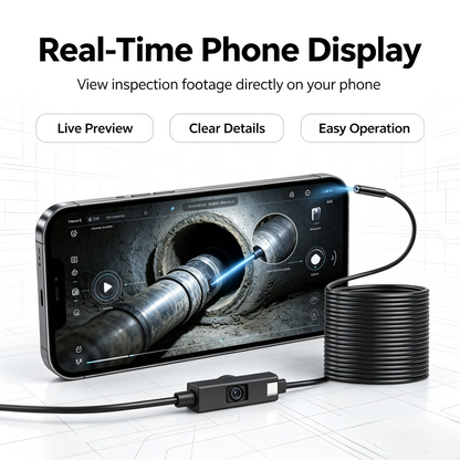 16.4ft HD Endoscope Camera for iPhone & Android, Multi‑Interface Industrial Endoscope for Car, Pipe, HVAC Repair