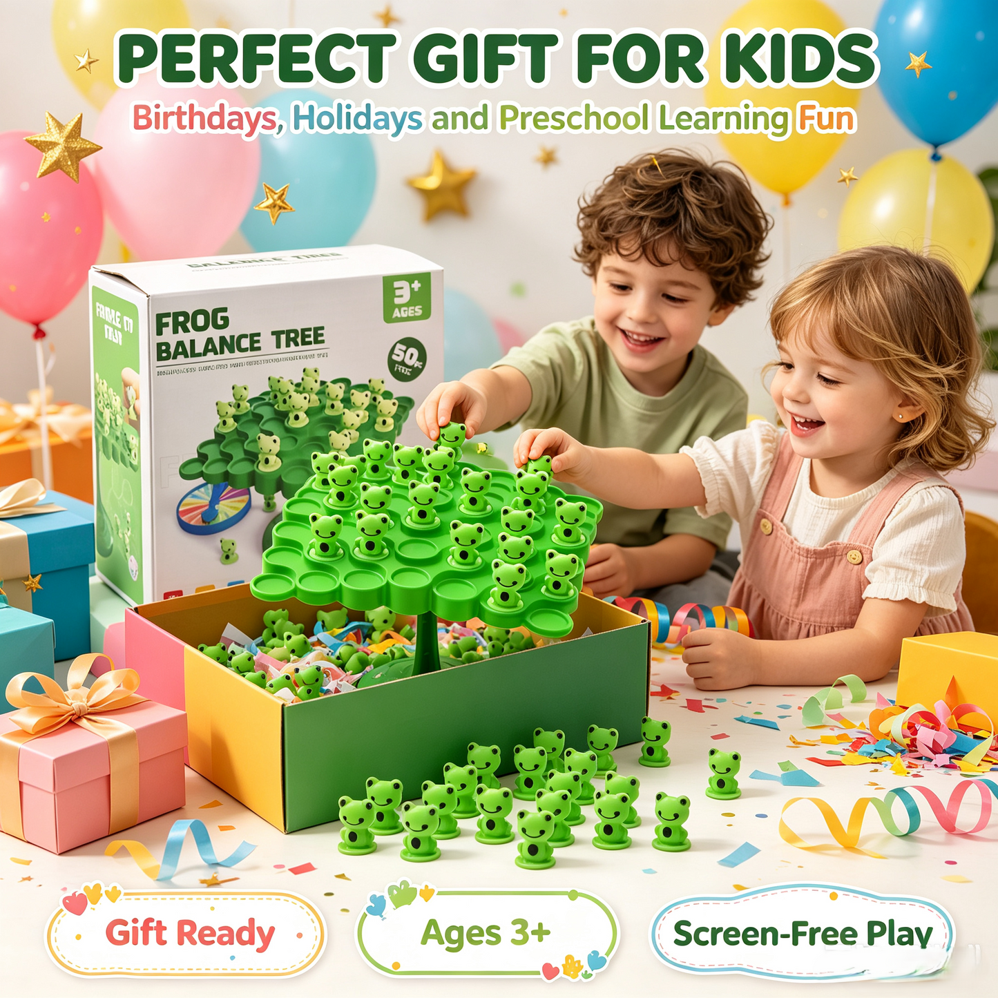 🐸Frog Balance Tree Game, Kids Educational Balance Toy, Multiplayer Family Desktop Interactive Board Game🎲