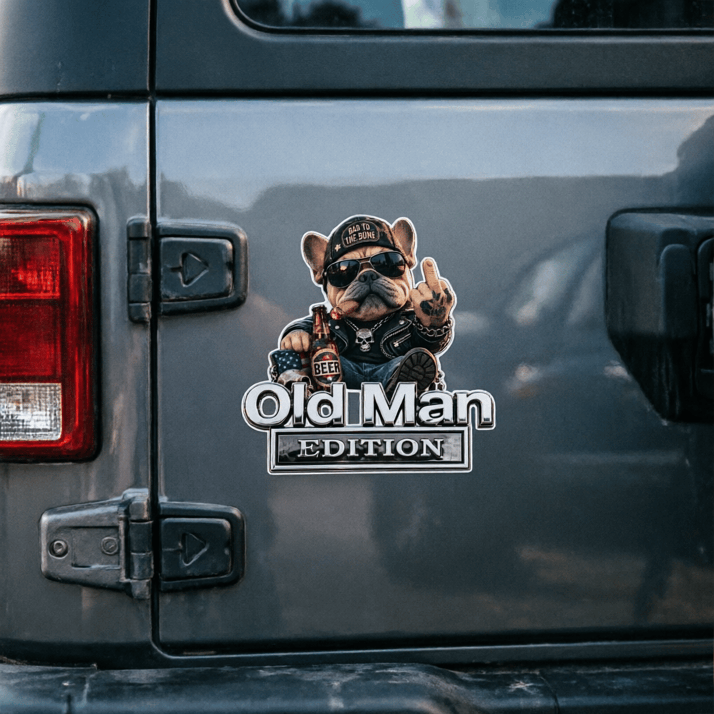 🚗Funny Old Man Edition 3D Metal Car Emblem, 3D Retro Cowboy Truck SUV Sticker Decal, Gift For Dads Bikers Truck Owners🐶