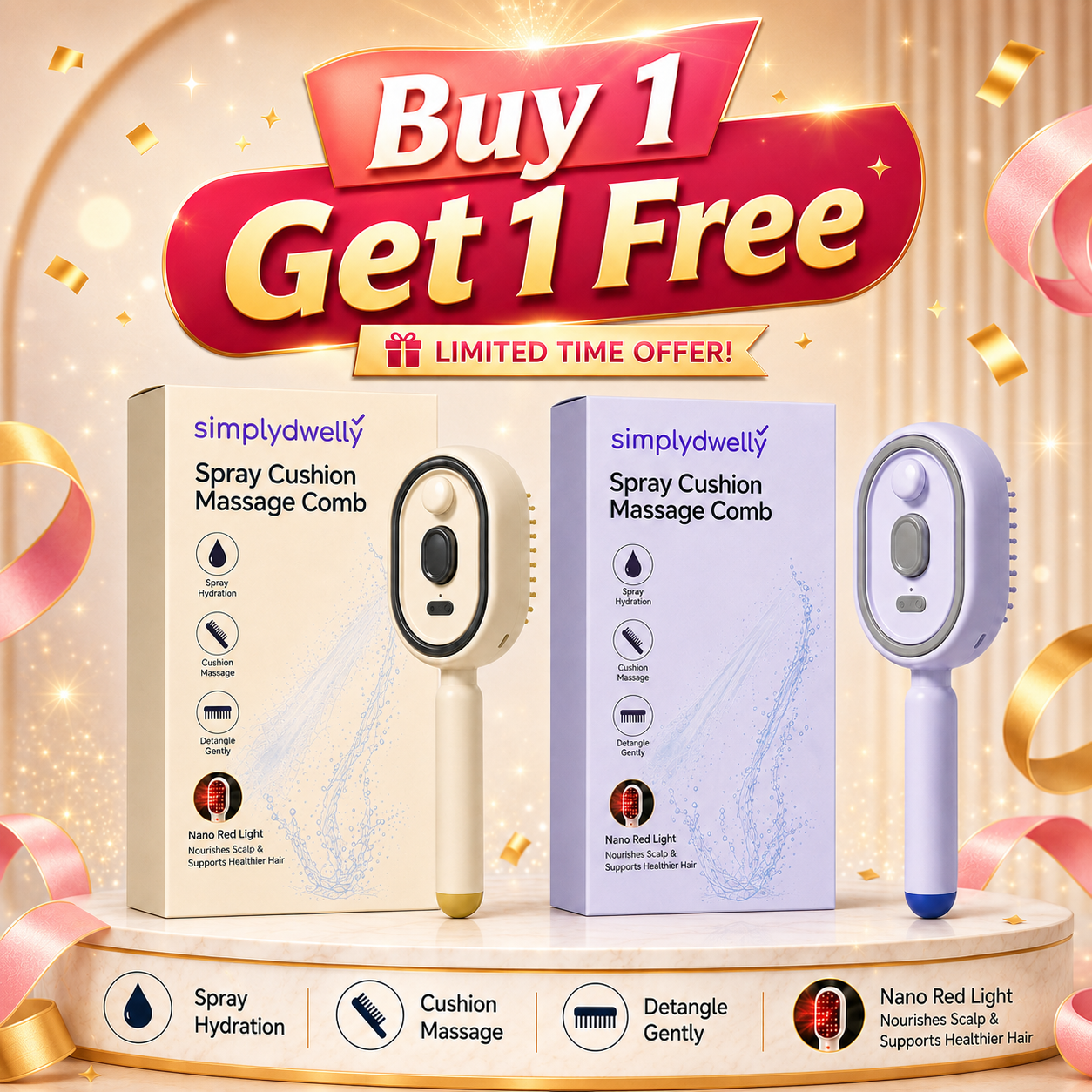 🎁Buy 1 Get 1 Free🎁Last Day Special Offer🔥Electric Spray Air Cushion Massage Comb