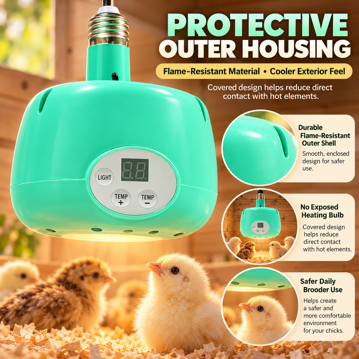 🐥Limited Time 50% OFF! 🌡️ Intelligent Temperature Control Brooder Heater – Even Warm Air, Easy Install, Safe Housing ✨