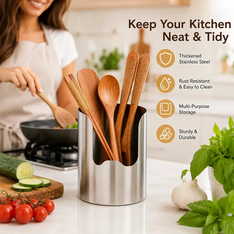 🔥Best Seller 49% OFF🔥Thickened Stainless Steel Utensil Organizer, Rust Resistant Easy to Clean