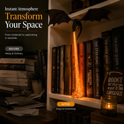 🔥 Limited 50% OFF🐉 Fire-Breathing Dragon Bookshelf Decor Lamp + LED Flame Light Kit