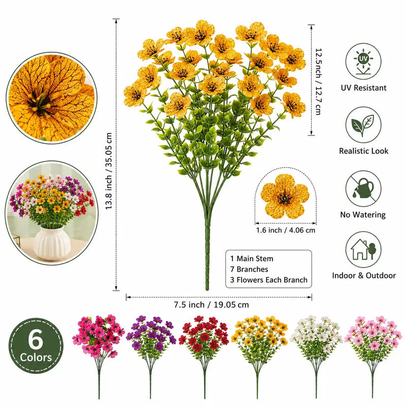 UV Resistant Colorful Fake Flower (6/12/24pcs/set)