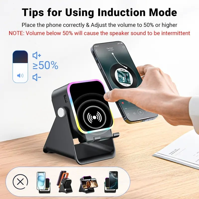 🔥Hot sale – up to 49% off🎶📱 5-in-1 Wireless Induction Audio Speaker Stand